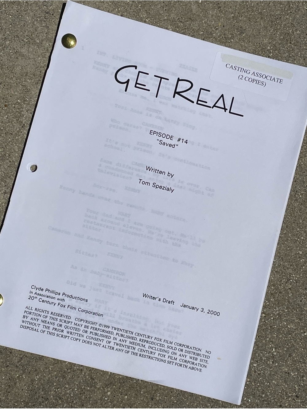 Get Real 90s TV Series Anne Hathaway Eisenberg EOC Production Used Script #14